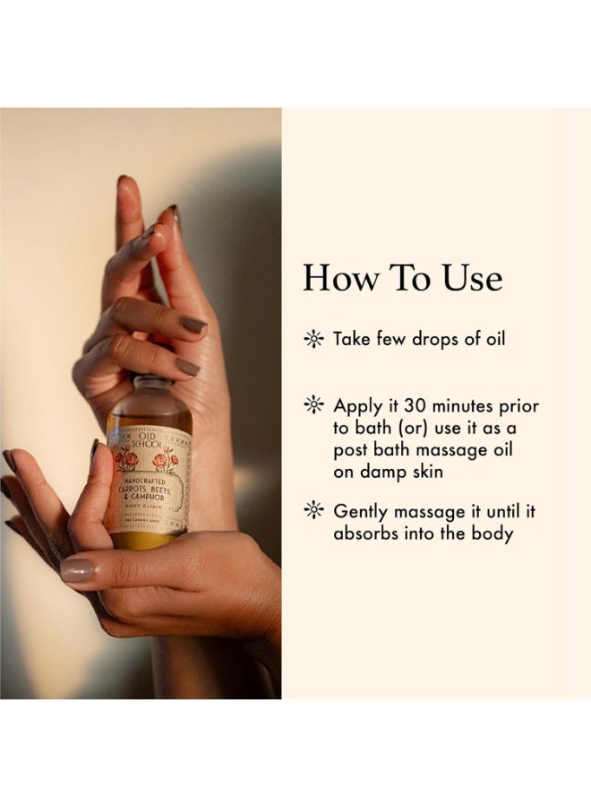 Old School Rituals Carrots, Beets & Camphor Body Elixir | Nourishing & Toning Body Oil for Winter | Quick-Absorb Massage Oil for Glowing Skin | Body Oil for Full Body Relaxation | 100ml - Image 2